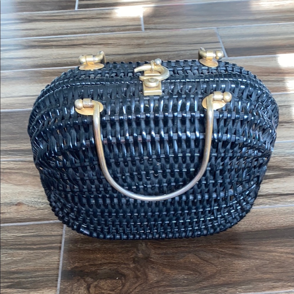 🛍️Adorable Custom Made Black Woven Handbag With Gold Details! - Picture 4 of 15
